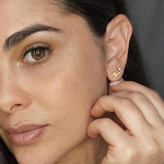 スターリングシルバー 小さな稲妻スタッドイヤリング　並行輸入品