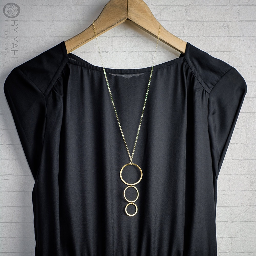 Long gold circle necklace Clearance