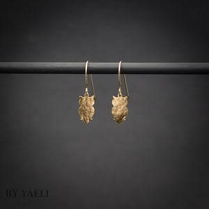 Gold Eule Ohrringe, Eulen Schmuck, fallen baumeln Eule Ohrringe