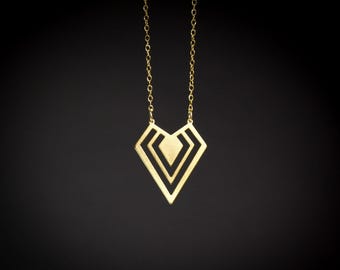 Geometric necklace gold triangle necklace diamond shape necklace triangle pendant