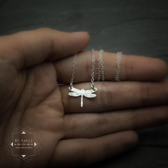 Dragonfly necklace tiny dragonfly jewelry silver dragonfly charm