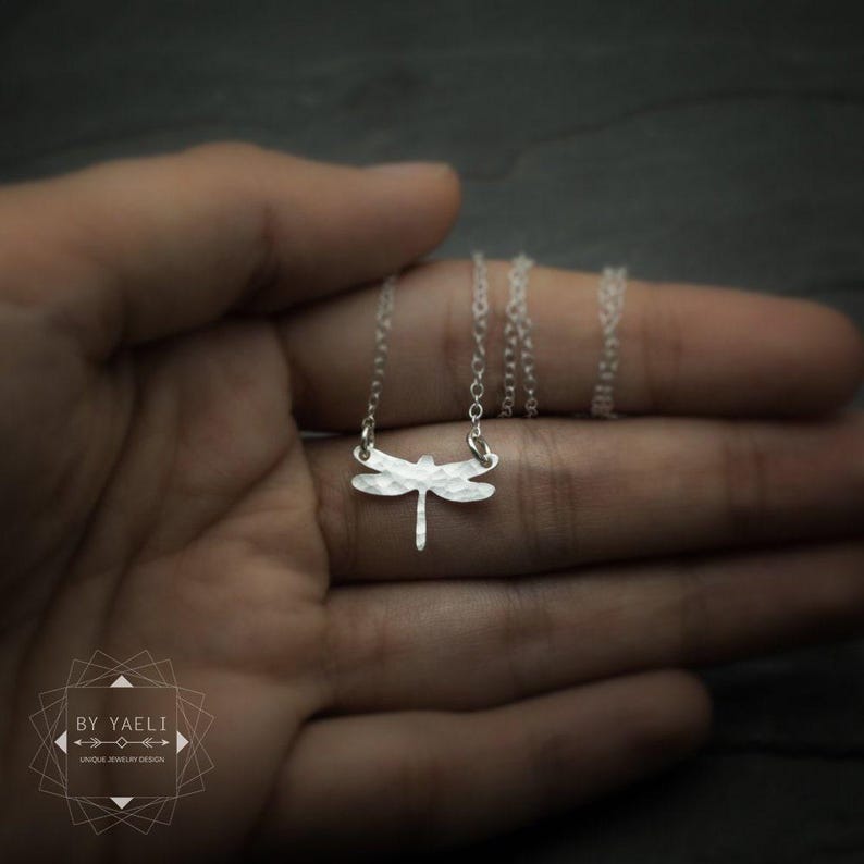 Dragonfly necklace tiny dragonfly jewelry silver dragonfly charm image 1