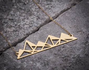 Mountain necklace geometric necklace mountain pendant mountain jewelry gold mountains gift for here