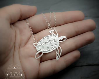 Sköldpadda halsband silver havssköldpadda hänge havssmycken sköldpaddor älskare gåva