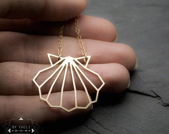 Collana di conchiglie, collana di conchiglie in oro, collana di conchiglie, ciondolo di conchiglie