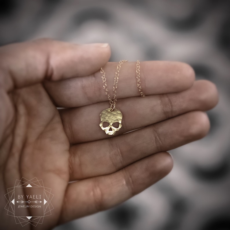 Skull Necklace Skull pendant Gold Skull Necklace Pendant Jewelry image 1