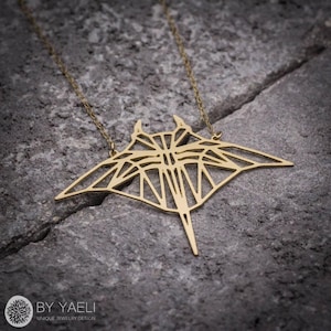 Mantarog ketting gouden manta hanger origami manta vis ketting pijlstaartrog ketting zeeleven sieraden