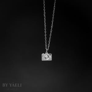 Camera necklace tiny silver camera charm necklace vintage camera pendant