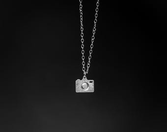 Camera necklace tiny silver camera charm necklace vintage camera pendant