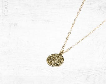 Collar de moneda de oro, colgante de moneda de oro, dije de moneda, collar sencillo, collar circular