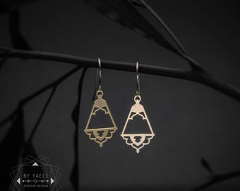 Dangle earrings gold oriental earrings modern minimalist earrings