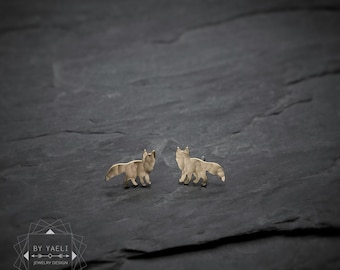 Fox earrings fox post earrings gold fox stud earrings tiny fox earrings