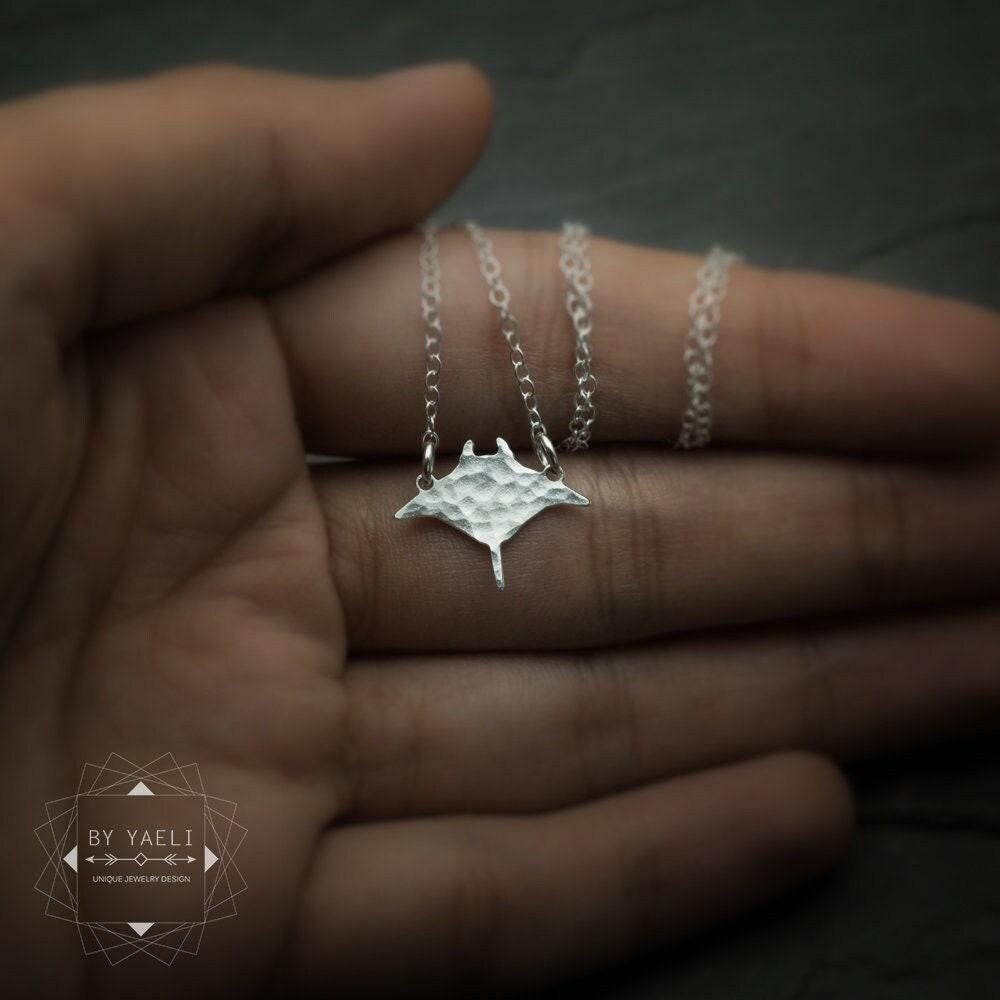 Pendentif Ancien En Argent Massif 925 - Forme Raie/poisson Art Déco, Occasion