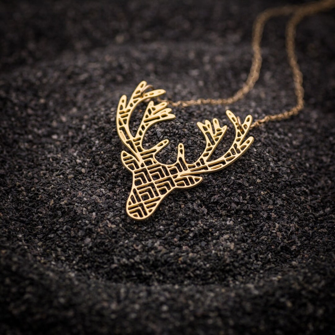 Buy Deer Necklace, Gold Deer Head Necklace, Animal Necklace Online in India 