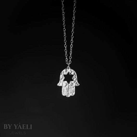 Collana Stella Di David Con Malocchio In Argento 925 – Gioiello Ebraico Con Zirconi Colorati, Catena Regolabile 18+2 Pollici - 5