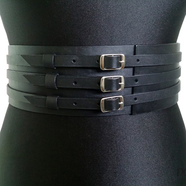 Waist belt "Selene" of natural leather and high-quality belt accessories | Fashion Harness | Women Belt