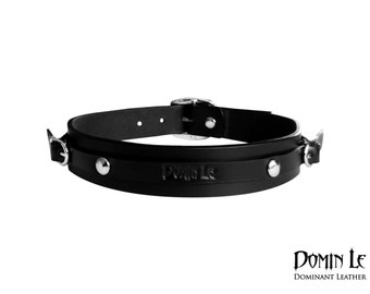 Girocollo in pelle con cintura - Nero Collare in pelle - Girocollo nero