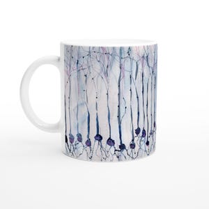 Pyramidal Neurons in Blue Mug - Gift for Neuroscientist, Science Teacher Mug, Science Drinkware, Neurobiology Coffee Cup