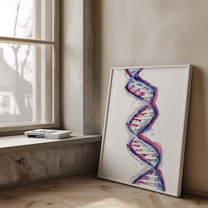 Purple DNA Molecule Framed Print - Gift for Scientist, Molecular Biology Art, Biology Gift