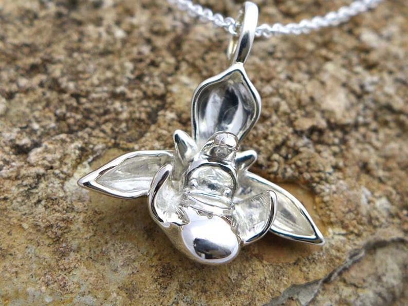 Ophrys Bee Orchid Pendant Wild Orchid Botany Jewelry sterling silver