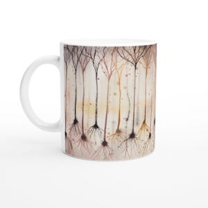 Pyramidal Neurons in Gold Mug - Gift for Neuroscientist, Science Teacher Mug, Science Drinkware, Neurobiology Coffee Cup