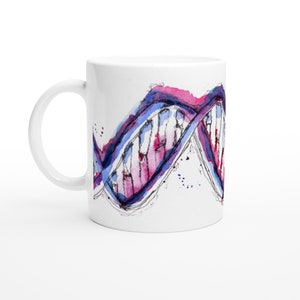 Purple DNA Mug - Science Drinkware, Molecular Biology Coffee Cup, Gift for Scientist