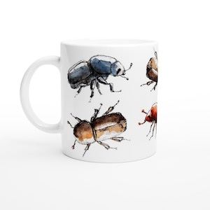 Bark Beetle Mug - Forest Gift, Gift for Scientist, Tree Insect Coffee Cup, Beetle Mug