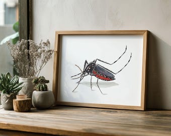 Tiger Mosquito Wall Art - Science Art, Entomology Gift, Biology Poster