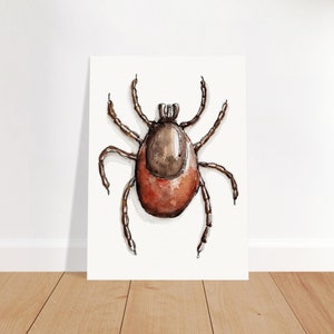 Deer Tick Print - Insect Wall Art, Entomology Gift, Lyme Disease Art, Ixodes