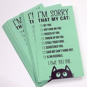 I&#39;m Sorry That My Cat Funny Apology Business Cards Stocking Stuffer or Secret Santa Gift