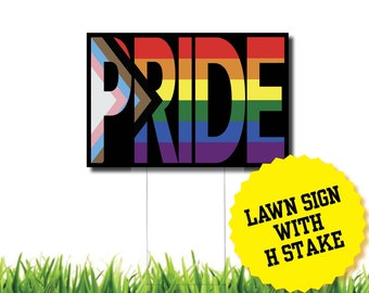 Pride Lawn Sign with H Stake - Rainbow June Pride Month