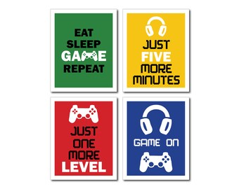Gamer Room Video Game Posters - 8 x 10 Art Print - Wall Art Home Decor