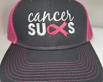 Cancer Sucks Mesh Backing Trucker Hat  - Embroidered, Multiple Color Options Available