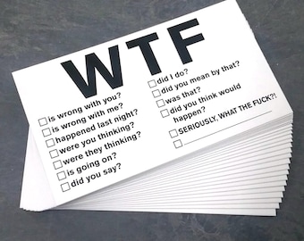 WTF Cards, Set of 25, Offensive Business Cards, Secret Santa Stocking Stuffer Holiday Gag Gift Adult Humor