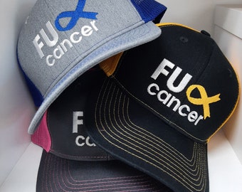 Fuck Cancer Mesh Backing Trucker Hat  - Embroidered, Multiple Color Options Available