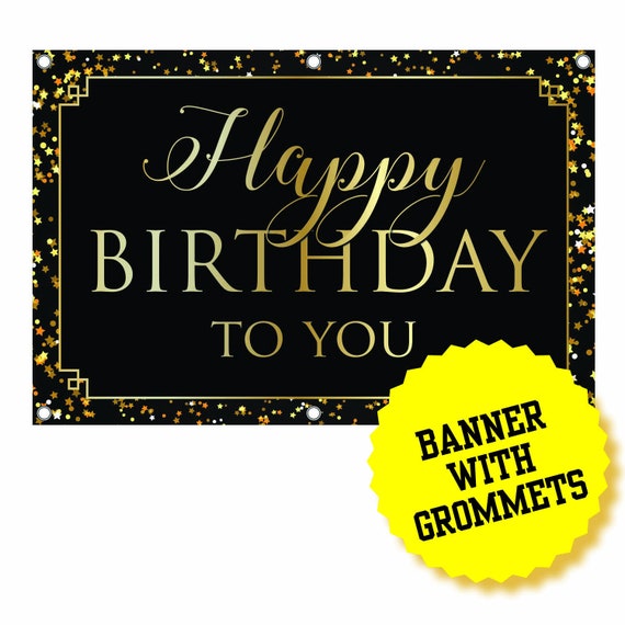 Happy Birthday Banner & Ballon-Set – Schwarz-gold, Inkl. 12 Latexballons, Wimpelkette