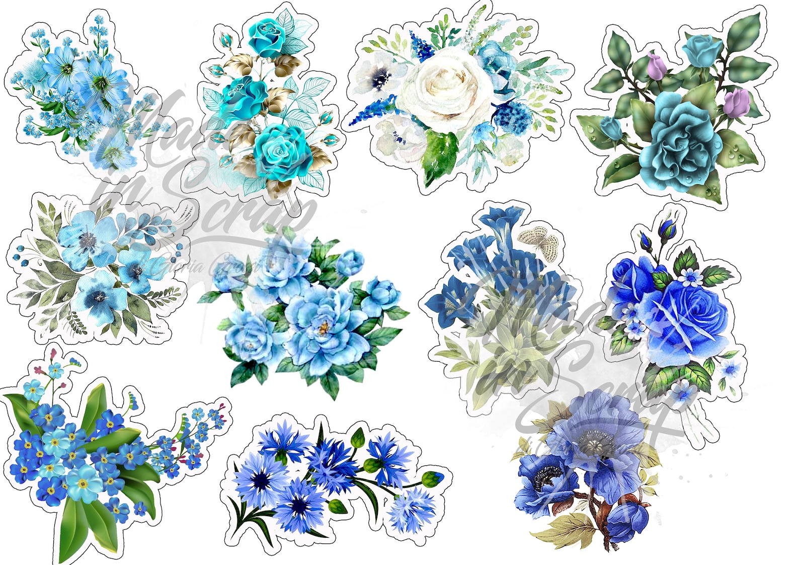 Blue Flowers Digital Journal ADD ON | Etsy