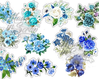 Blue Flowers Fussy cuts