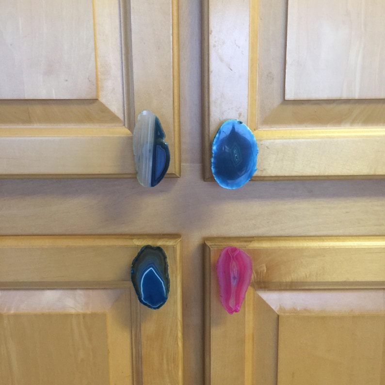 Gold or Silver Guilded Agate Knobs Sold Individually Royal Suzie Design Home Decor