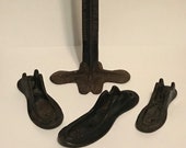 Antique 1895 Cast Iron Cobblers Shoe ANVIL Stand with 2 Child Lasts 1 Adult Last