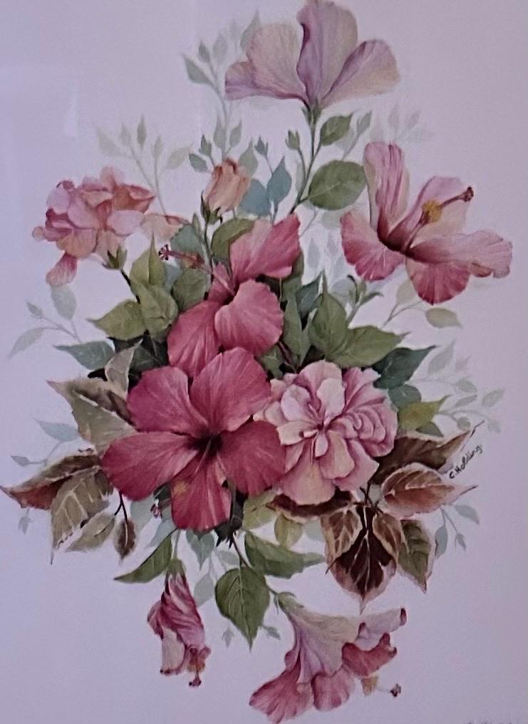 Bermuda Hibiscus Lithograph by Carole Holding, Signed & Numbered