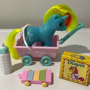 G1 Baby Ribbon My LITTLE PONY 1986 Chartreuse Trinidad Orange Accessories