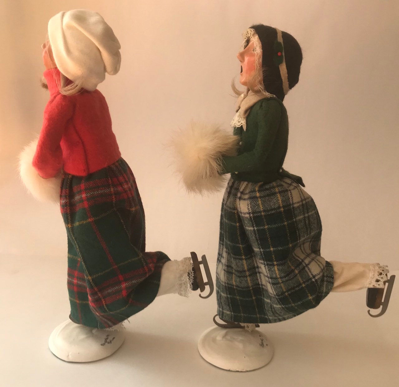 TWO 1991 Byers Choice Ltd  Blonde Lassies EARLY SKATERS Sign and Number