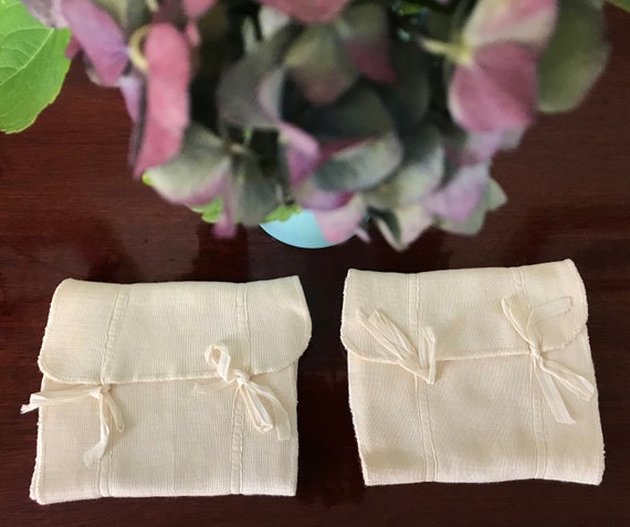 TWO Antique Infant SWADDLING Cloths with Ties Late