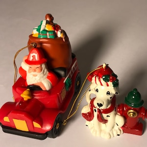 AVON 1988 Light Up Santa Fire Chief 1990 Joseph K and Co Christmas DALMATION