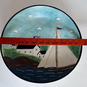 HUGE Coastal Breeze STONEWARE BOWL 13.5” Warren Kimble Sakura