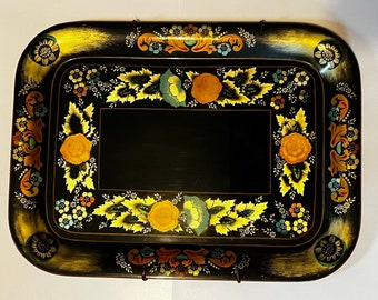 1940s TOLE Painted LARGE METAL Tray