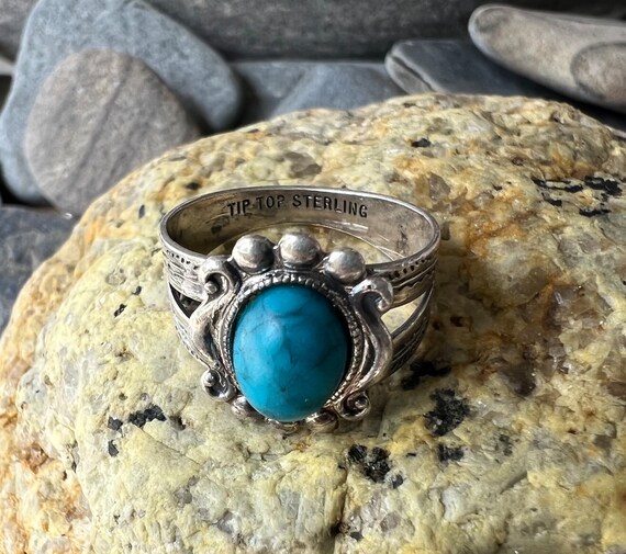 TIP TOP TURQUOISE Sterling Ring Size 7 - image 3