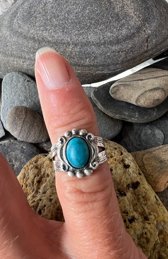 TIP TOP TURQUOISE Sterling Ring Size 7 - image 2