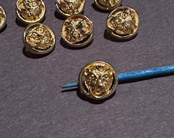 Mimi Di N Lion Buttons: Vintage Gold Tone Set of 8